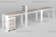 Маникюрный стол с подставкой для лаков и тумбой "Matrix" трехместный